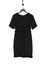 Chanel Black Tweed Short Sleeves Dress - Sz 34 FR - XS