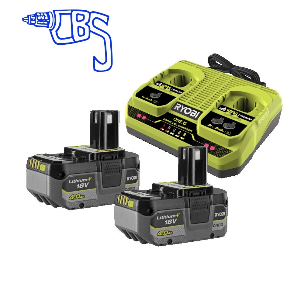 Ryobi ONE+ Dual Port Charger Kit (2x 4.0Ah) 18V RC18240-2C40L - RC18240 RB18L40