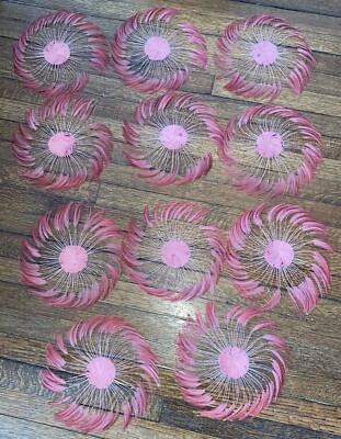 11 Piece FULL FEATHER PINWHEEL Dusty Rose Hackle Feathers- Headbands/Beads/Hats