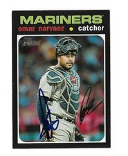Seattle Mariners OMAR NARVAEZ Signed 2020 Topps Heritage Card #28