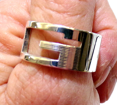 GUCCI Signierter MADE IN ITALY GERIPPT Sterling Silber SIGNATUR RING 14,1g & Gr. 12