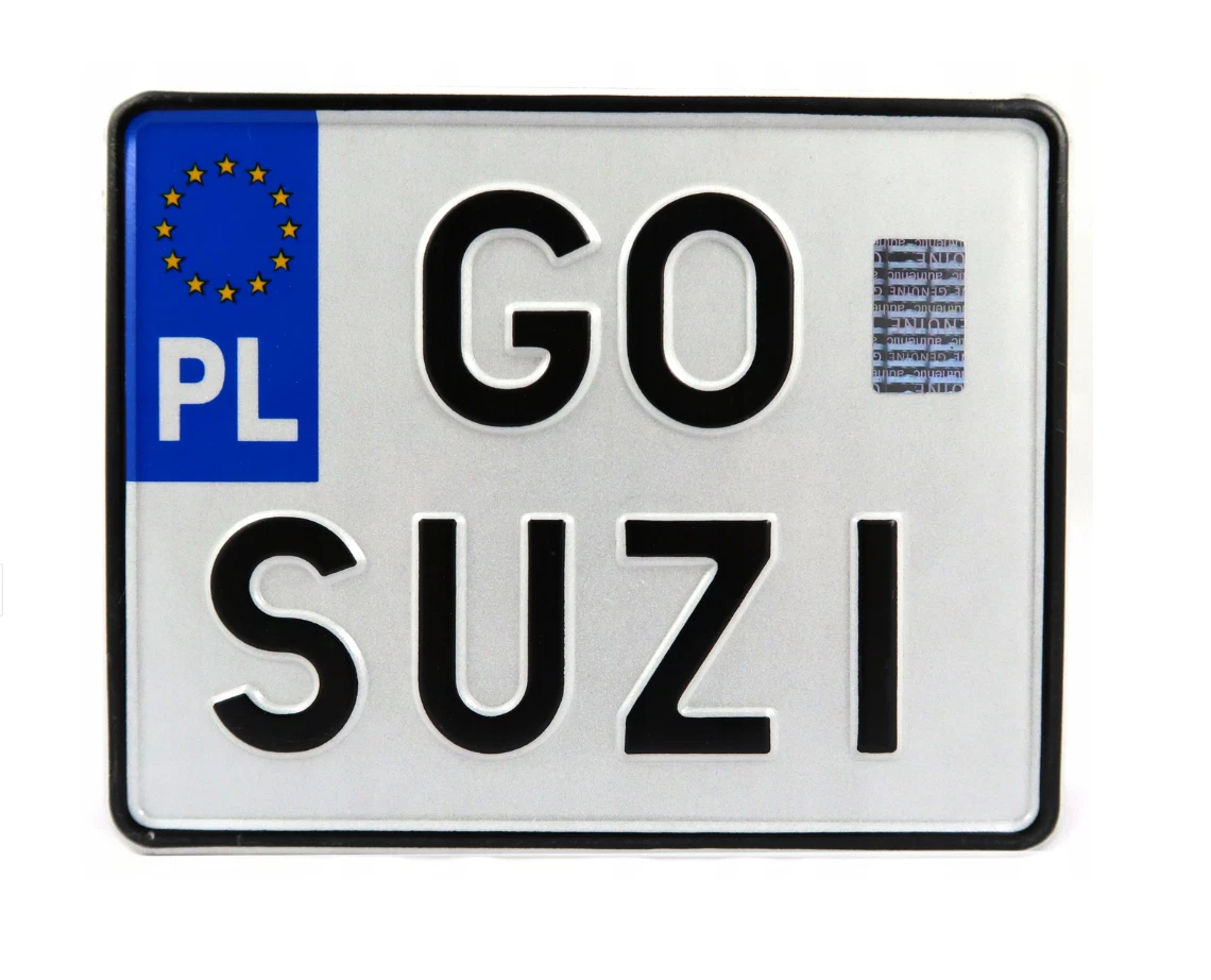 POLAND MOTORCYCLE WHITE PLAIN PRESSED NUMBER PLATE METAL EMBOSSED 190x150 PL