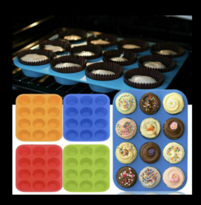 12 SILICONE LARGE MUFFIN YORKSHIRE PUDDING MOULD BAKEWARE CUP CAKE