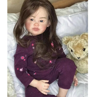 30'' Already Assembled Reborn Doll Toddler Girl Brown Hair Cloth Body Handmade