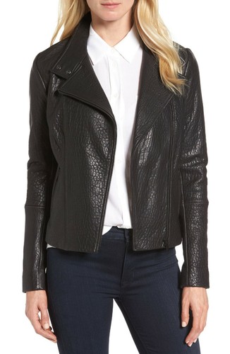 Nordstrom Halogen Black Leather Moto 