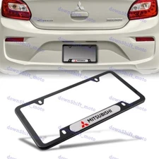 For 1PCS MITSUBISHI Black White License Plate Frame Stainless Steel Metal New