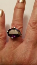 925 Sterling Silver Lovely Purple Cubic Zirconia Solitaire Ring Size 8