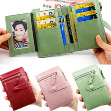 RFID Blocking Bifold Leather Ladies Wallet Card Holder with Zipper Coin Pocket