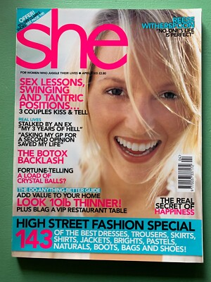 SHE mag April 2003 Reese Witherspoon Chris Noth Lisa Stansfield Angela Griffin