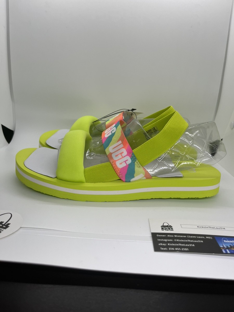 UGG K Zuma Sling Slide On Slipper Sandal Neon Green Size