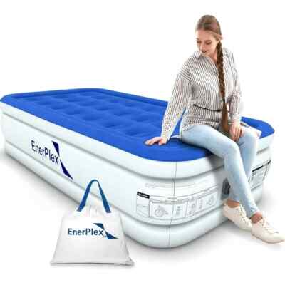 EnerPlex TWIN SIZE Air Mattress, 16'' double high, with Built-in Pump, Camping