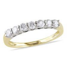 Amour 14k Yellow Gold 1/2 CT TDW Round Diamond Wedding Anniversary Band Ring