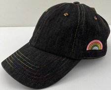Embroidered Pride Rainbow Denim Baseball Hat Cap LGBTQIA Lesbian Gay Trans