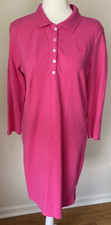 Caribbean Joe Small Pink Polo Collar Button Up Shirt Dress Long Sleeves