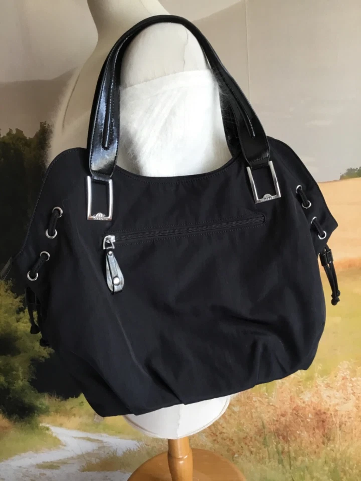 Grand sac toile Chabrand noir porté épaule en parfait état. - Photo 4/4