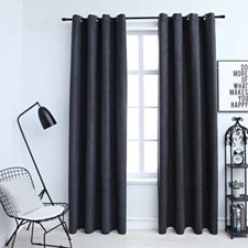 Image of Blackout Curtains with Metal Rings 2 pcs Anthracite 140x225 P2R1