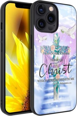Inspirational PHONE CASES I Can Do All Things Through Christ Floral Cross