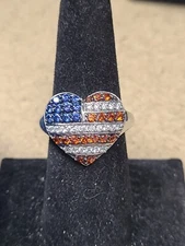 JTV Red, Blue, And White Cubic Zirconia Platinum Over Sterling Silver Flag Ring