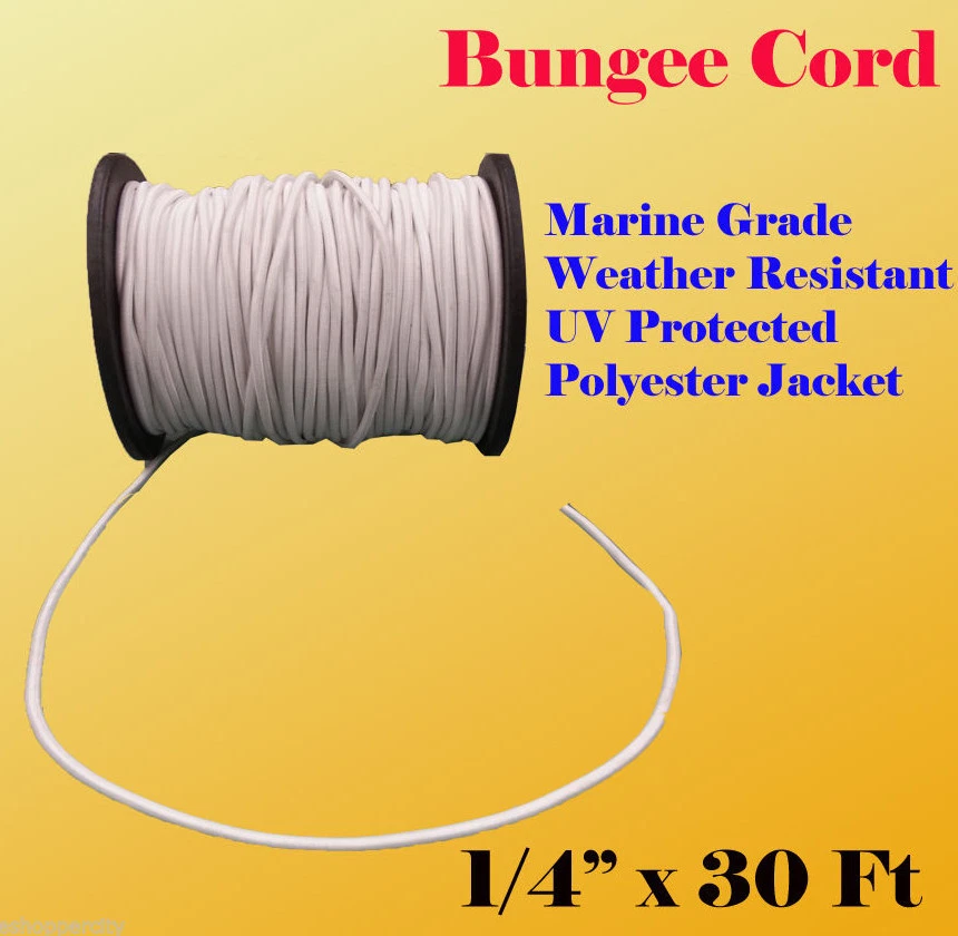 MTP (MULTITOOLPRO) 1/4" x 30 Ft (10 Yard) Premium Marine Grade Bungee Shock Stretch Cord UV White