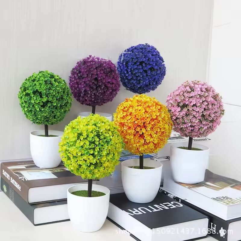 Artificial Plants Bonsai Small Tree Simulation Plants Fake Flowers Table Potted-image