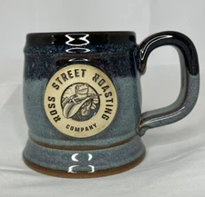 Sunset Hill Stoneware Mug Blue Ross Street Roasting Frog Handmade 14oz Very Nice