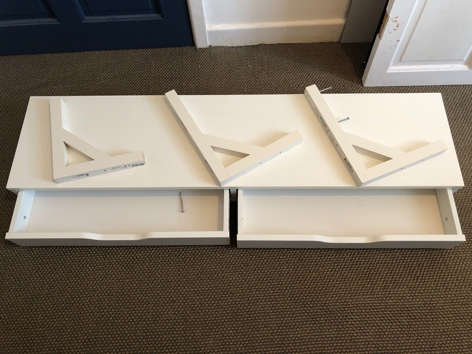 Ikea Ekby Alex Wall Shelf & 2 Drawers White + 3 brackets eBay