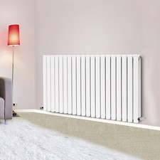 White Designer Double Panel Radiator Horizontal Oval Column Rads 600 x1180mm
