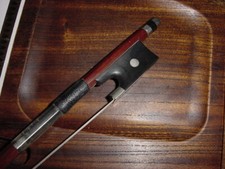 VIOLIN BOW SIZE 24 " 45G LEATHER HANDLE /SILVER