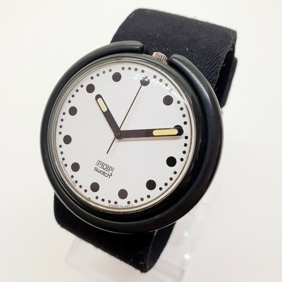 Raro Orologio Pop Swatch 1990 Punti Neri Mano Secondi e Lume