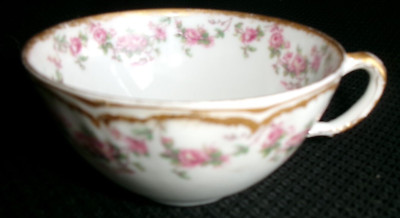 Vintage Haviland Limoges Delicate Teacup Pink Rose Garland Gold Trim 40A
