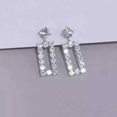 2.1Ct Round Cut Lab-Created Diamond Drop & Dangle Earrings 14k White Gold Plated