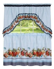 Fiji Apples Plaid Kitchen Curtain Tier & Swag Set by GoodGram - Assorted Sizes