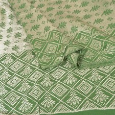 Sanskriti Sanskriti Green Hand Woven Reversible Shawl Long Stole Throw Scarf