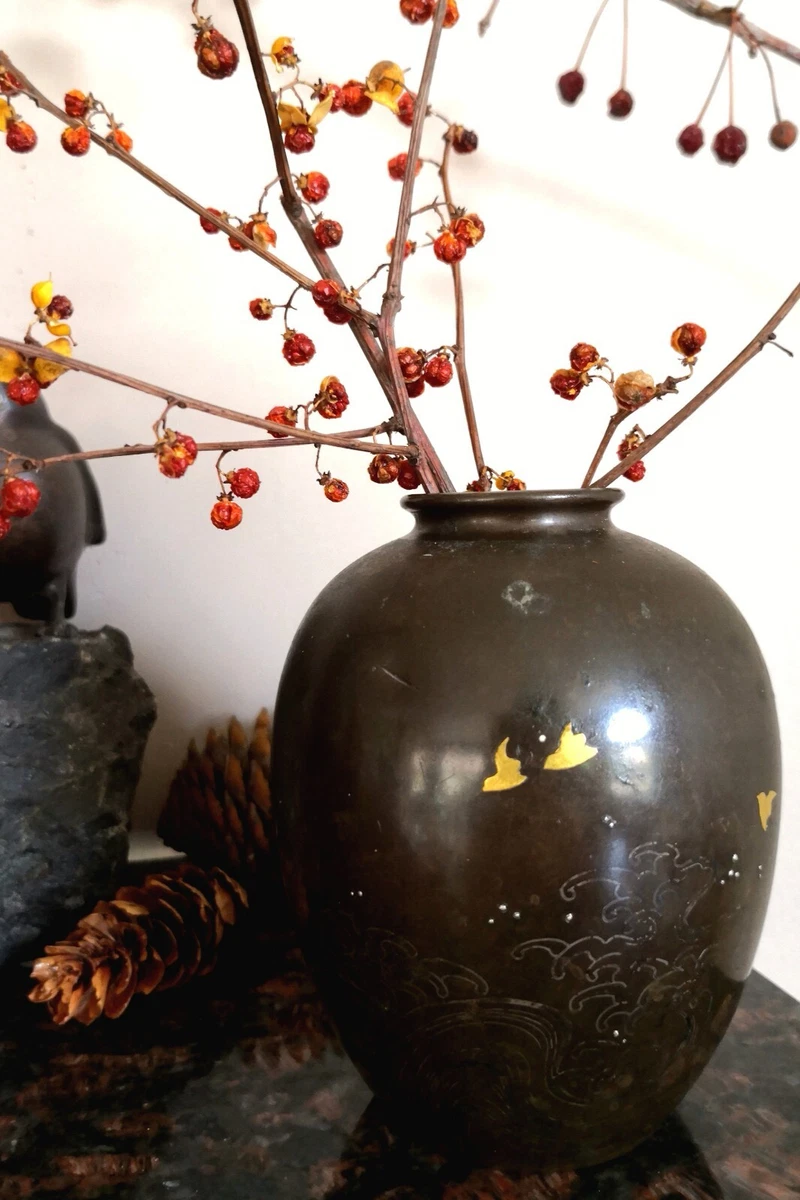 古董 銅製花觚 時代物 黄铜1850-1899 年日本花瓶| eBay