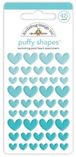 Doodlebug Self-Adhesive Stickers Puffy Heart Shapes 3 Sizes Blue Swimming Pool