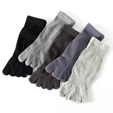 5Pack Five Finger Toe 100% Cotton Crew Ankle Men Athletic Sport Solid Socks 7-11