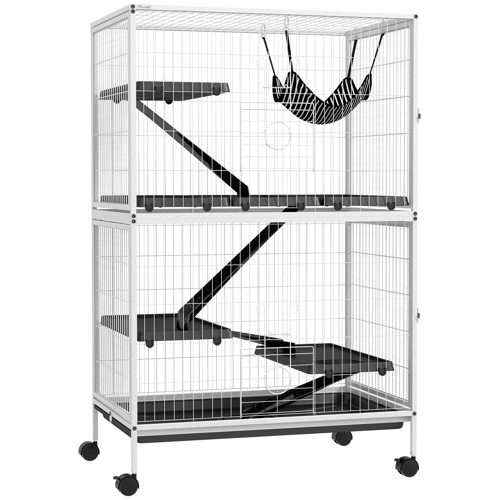 PawHut 50" H 5-Tier Small Animal Cage, Ferret Cage, Large Chinchilla Cage ,White