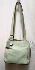 Vtg Coach Light Green Leather #4157 Handbag Double Straps Made in USA Nov. 1996