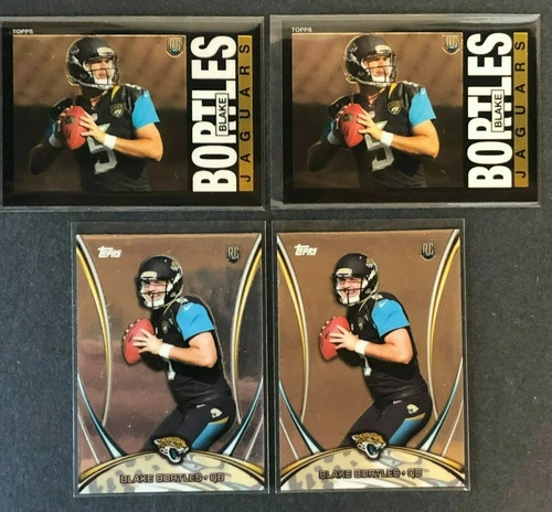(4) 2014 TOPPS MEGA #3 & CHROME #20 BLAKE BORTLES ROOKIE RC 1985 JAGUARS LOT