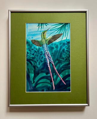 1978 Original Watercolor Colibri Painting Signed & Dated