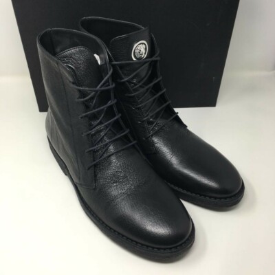 VERSUS VERSACE Löwenkopf Leder Stiefeletten - Schwarz - UK 10 / EU 44