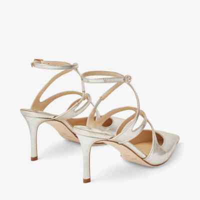 Jimmy Choo Azia Pump 75 Champagne Glitter Leather Pumps size 37.5