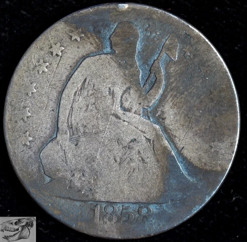 1858 O Seated Liberty Half Dollar, About Good Condition, Silver, Free Ship C6896