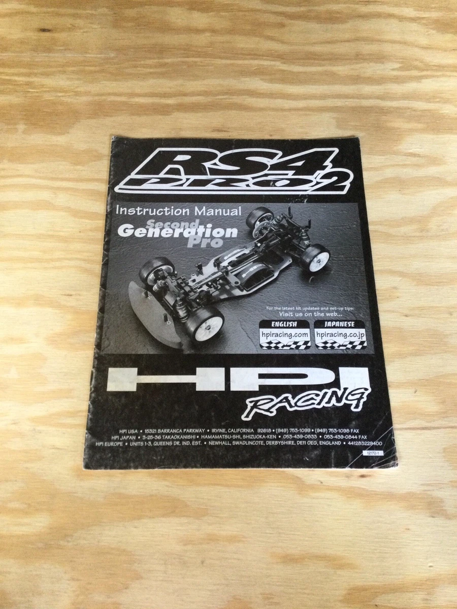 Vintage HPI Racing RS4 Pro 2 Instruction Manual Book RC Car On Road Rare LOOK!
