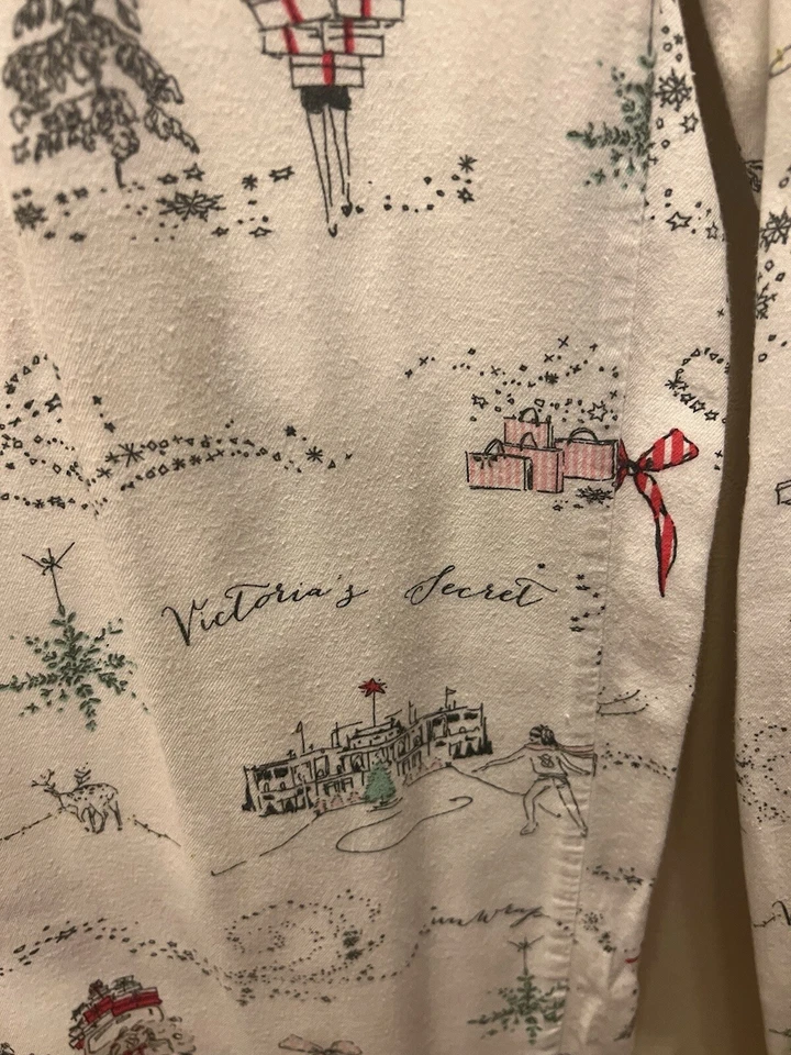 Pantalones de pijama Victoria Secret Navidad tema París cordón grande  Foto 3 de 4