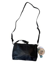 NWT The Sak Leather Crossbody Bag Purse Black Happy and Free with Tassel