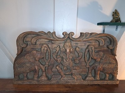 HOLZSCHILD HANDGESCHNITZT ELEFANT GANESH INDIEN JAIPUR RAJASTHAN