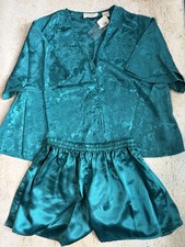 Victoria  s Secret Vintage 1980  s Gold Label NWT Satin 4 Pc PJ Set Robe Small