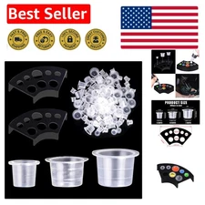 Complete Tattoo Ink Cup Set: 300 Disposable Caps with 2 Holders for Artists