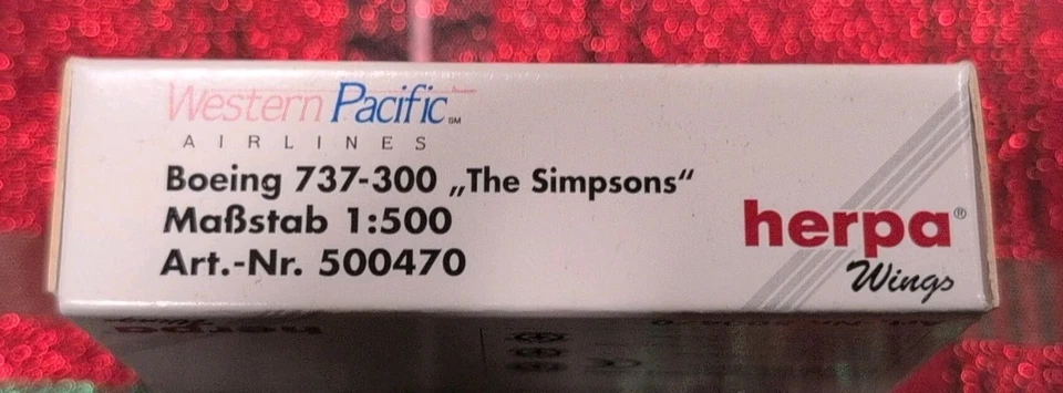 Herpa Western Pacific Airlines Boeing 737-300 Simsons # 500470~ Old Store Stock - Image 4 of 4